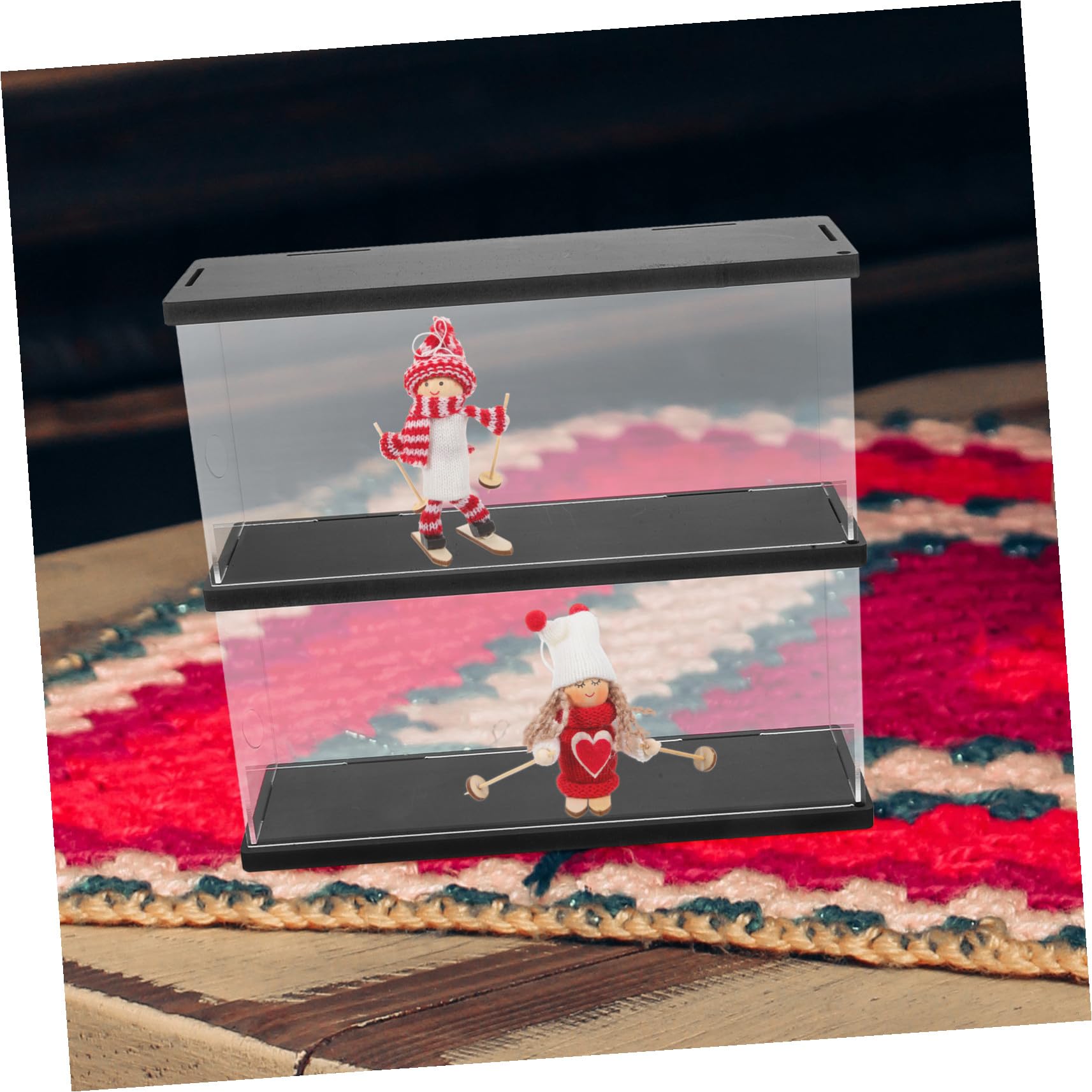 Toyvian Vitrine Acrylique Transparente Double Niveau pour Collectionneurs, Grosse Capacité, Protection Anti-poussière, Présentation Figurines Bubble Mart, Rangement Jouets, Boîte