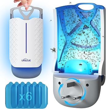 Fruit Fly Trap Indoor V2, Plug in UV Fly Trap for Fruit Flies, Gnats, Moths, Mosquitoes, Electric Insect Trap with 180  Rotatable Plug for Kitchen and Home, 1 Device + 6 Refills
