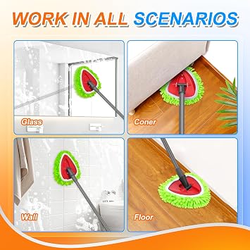 2 Pack Mop Pads Compatible with O-Cedar Easy Wring 1-Tank Spin Mop System, Hardwood Floor Cleaning, Green