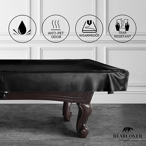 Miniatura 93 de Cubierta de mesa de billar de cuero sintético resistente, cubierta impermeable y resistente a desgarros para mesa de billar de 7/8/9 pies, 9 pies