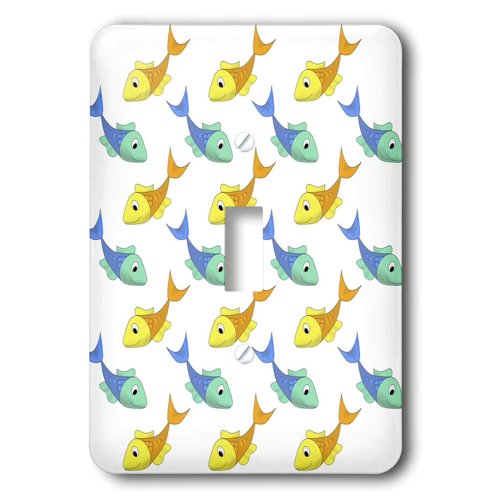 Interrupteur à baïonnette poisson dessin animé fond blanc 3dRose lsp_49048_1