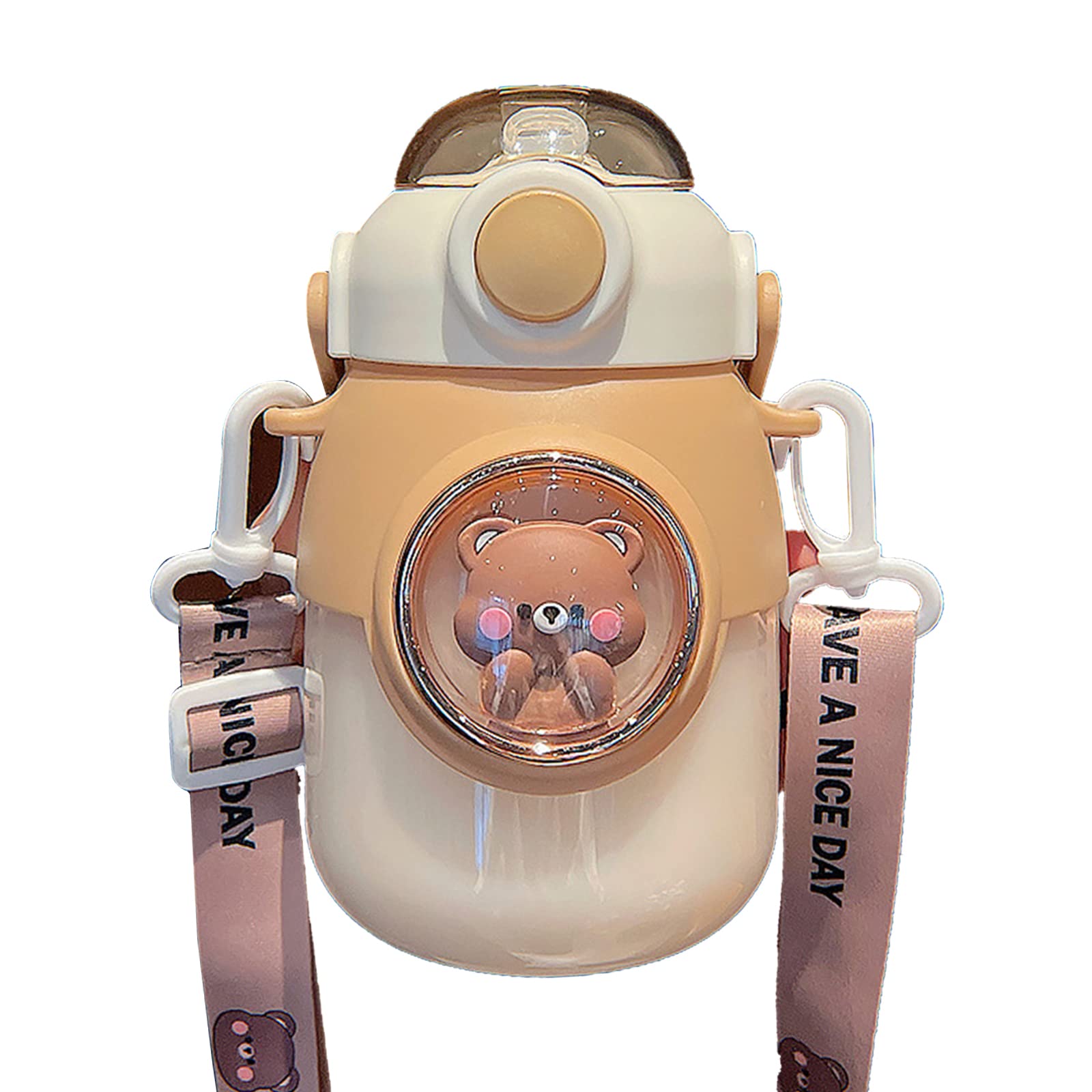 Xinsheinelry Kid Water Bottle with Straw Big Belly Cup Sports Bottle for Children Kettle with Strap Travel Drinking Bottles Big Belly Cup