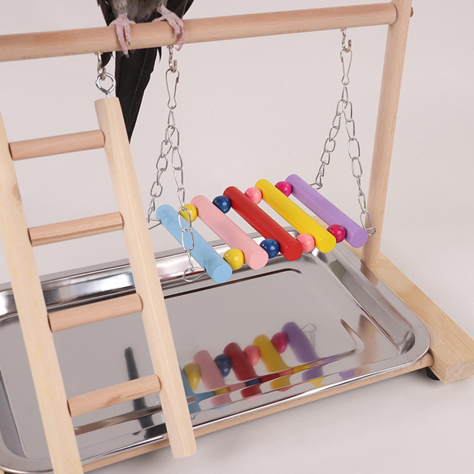 Parco Giochi per pappagalli, Supporto per pappagalli, Facile da Montare, Supporto in Legno per parrocchetti, per Uccelli, per parrocchetti, Piccoli
