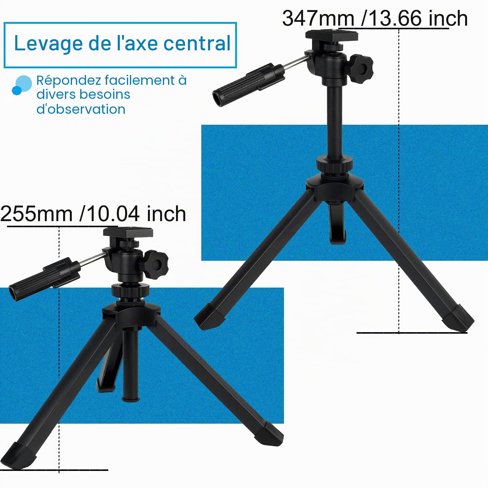 Svbony SV146 Trépied de Table 10-13,6 Pouces Aluminium Réglable de Table Mini Trépied Léger et Portable pour SV13 SV28 Longue-Vue Caméra