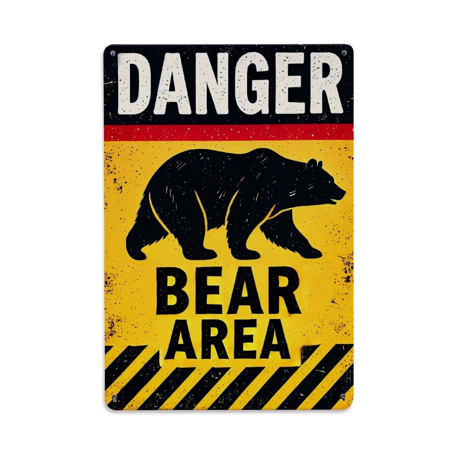 Jdfenggu Vintage Danger Bear Area Warning Sign Retro Metal Tin Sign, Metal Poster For Bar, Home, Man Cave, Kitchen, Laundry Room Art Decor 8X12 Inch
