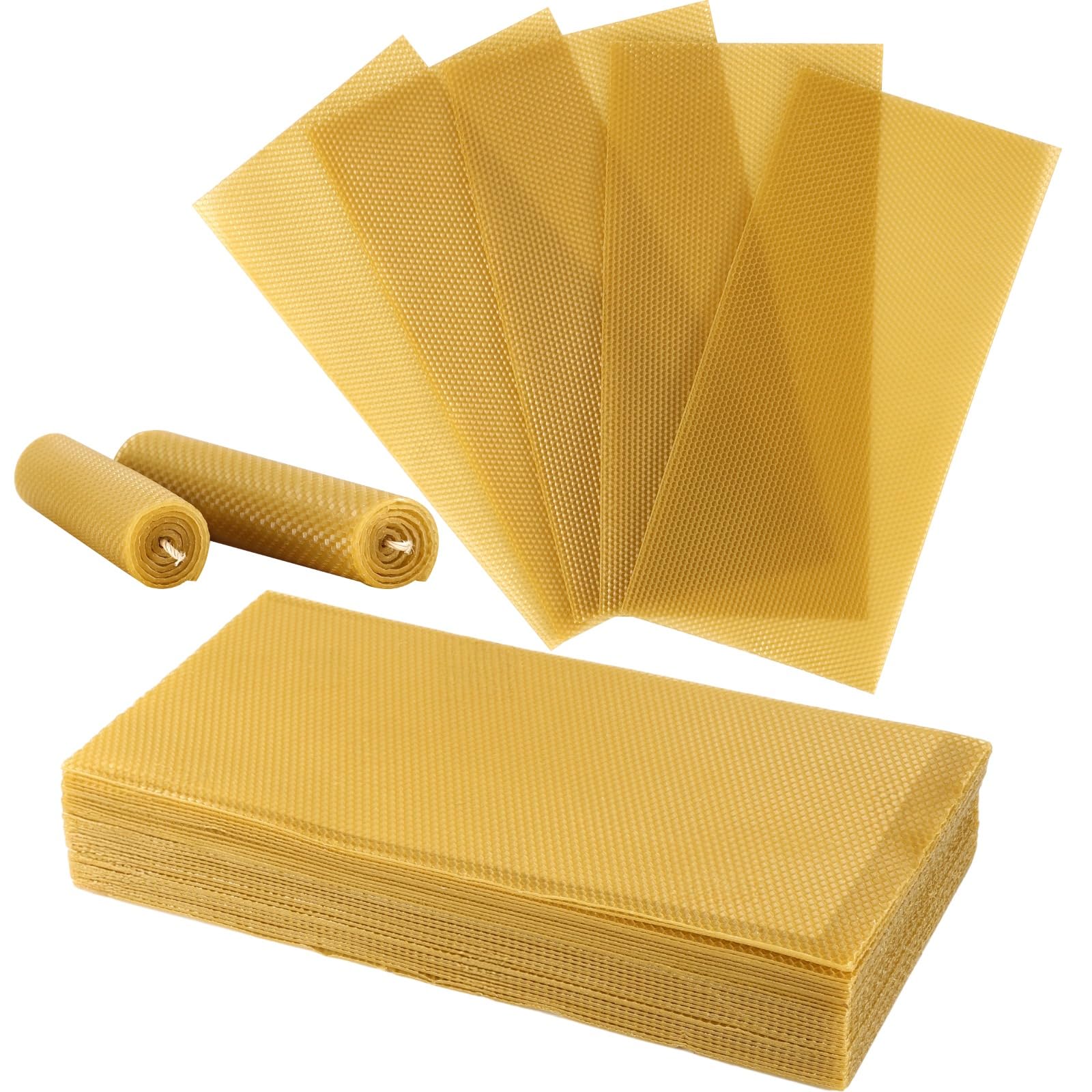 Arkusze z wosku pszczelego do produkcji świec, 41,4 x 19,6 cm, naturalne podkłady woskowe, łatwe do zrolowania i słodki zapach, wszechstronne, ręcznie wykonane materiały, idealne do projektów świec