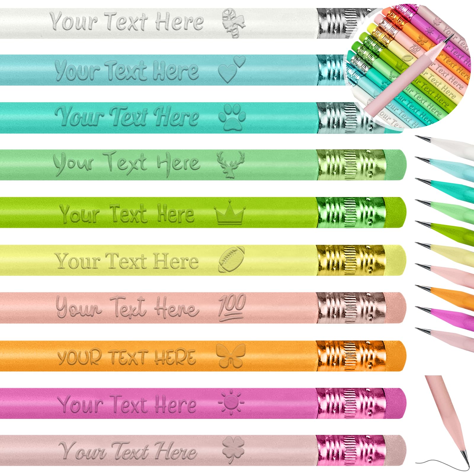 YanNanKe 20 PCS Personalised Pencils Bulk Custom Pencils Imprinted with Your Name Text Logo Customised Engraved #2 Triangular Pencil Back to School Supplies Gifts for Kids Students Teachers