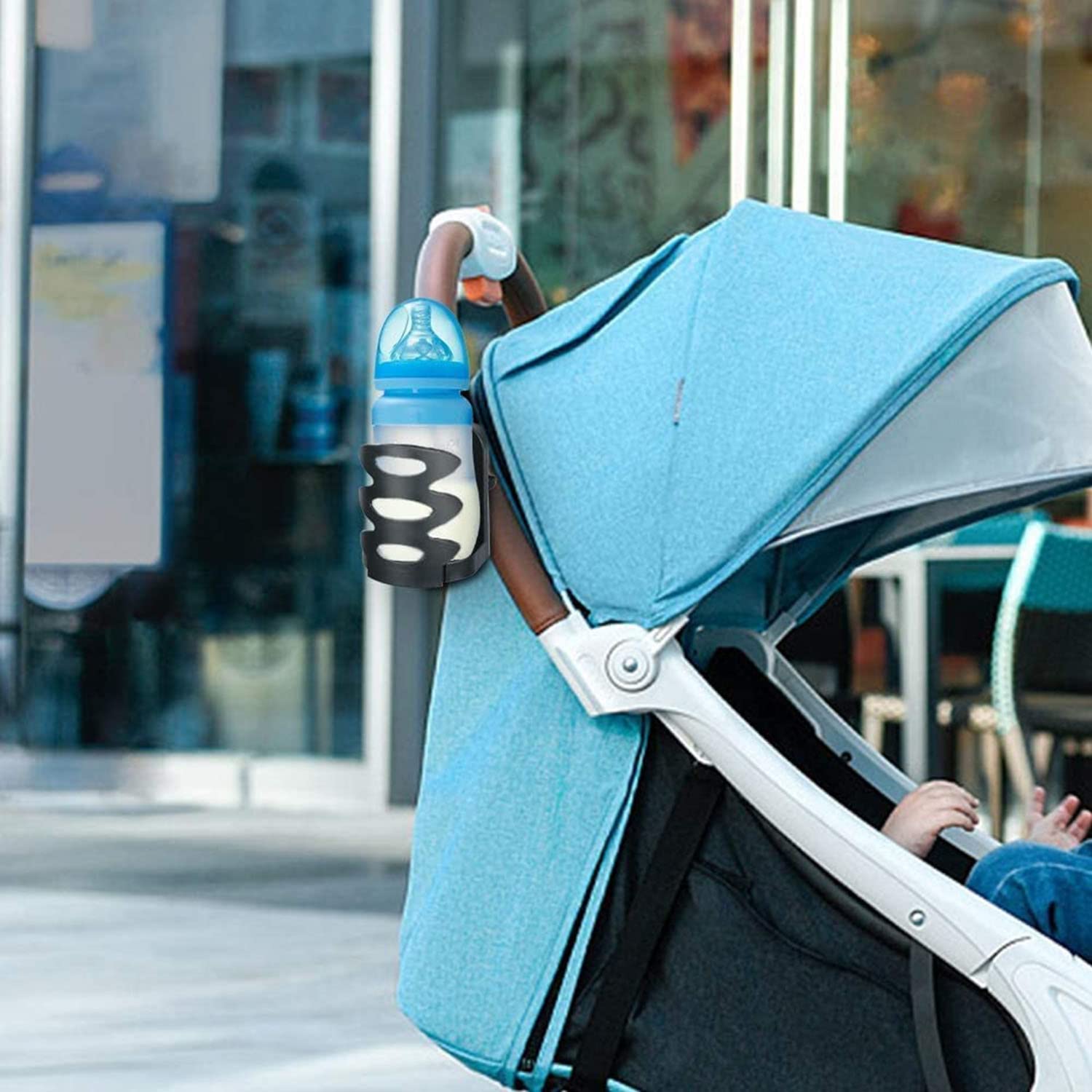 supregear Portabicchieri per Passeggino, Universale Rotazione a 360 Gradi portabicchiere passeggino, Elevata stabilità Porta Borraccia per Bici, Passeggini, Sedie a Rotelle, Moto, Nero