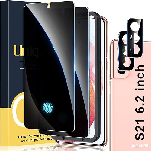 UniqueMe Paquete de 22 protectores de pantalla de privacidad para Samsung Galaxy S21 de 62 pulgadas y protector de lente de cámara Compatible con