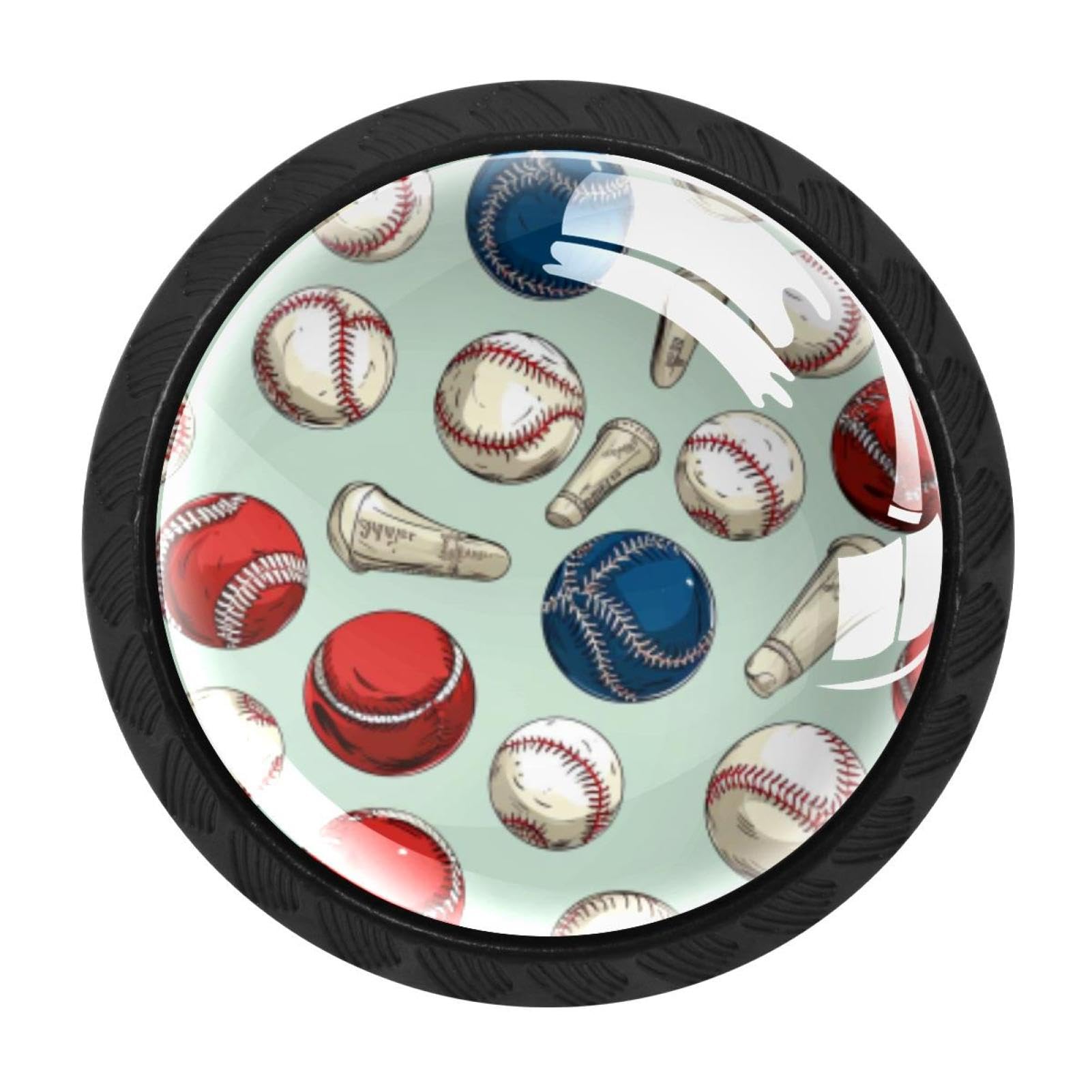 Chenzzzz Multicolored 06 4 Pieces Baseball Cabinet Knobs Drawer Dresser Pulls Handles For Home Kitchen Office Bathroom Door Kids Room
