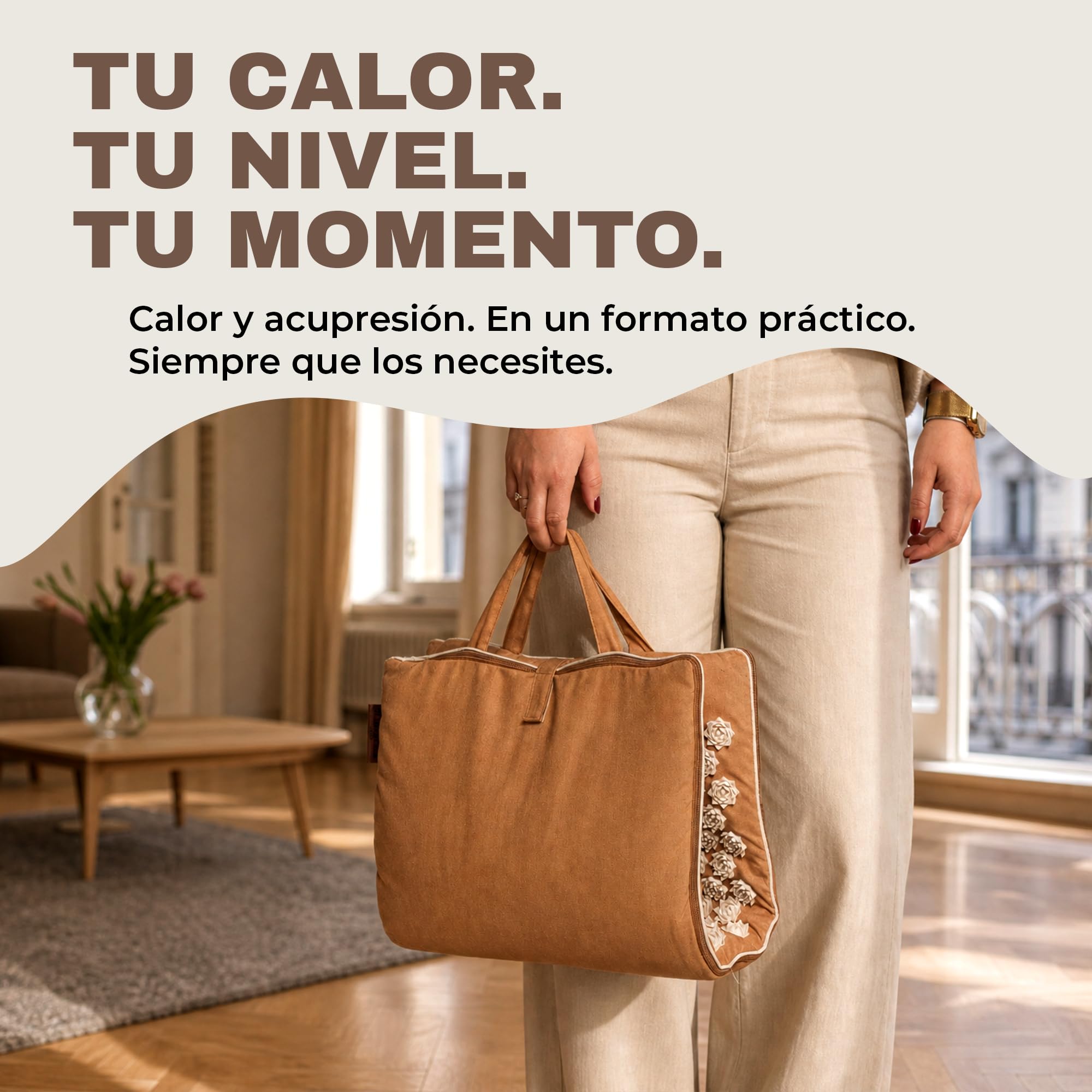 Glanzstück Berlin® Esterilla de acupresión calefactable – Edición caliente con función de calor y 4 niveles de calor, juego de 6850 puntas de flores para espalda y cuello | 72 × 42 cm