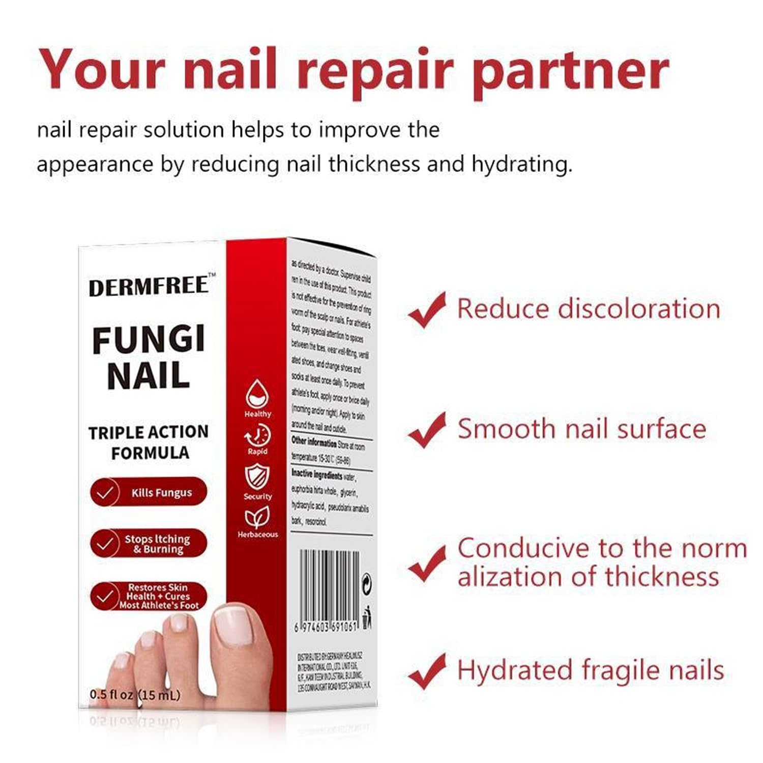 Trattamento per Funghi delle Unghie dei Piedi Extra Forte, Soluzione Antifungina per Unghie dei Piedi o delle Mani, Formula a Tripla Azione per Rimuovere i Funghi, Riparare e Rinnovare le Unghie
