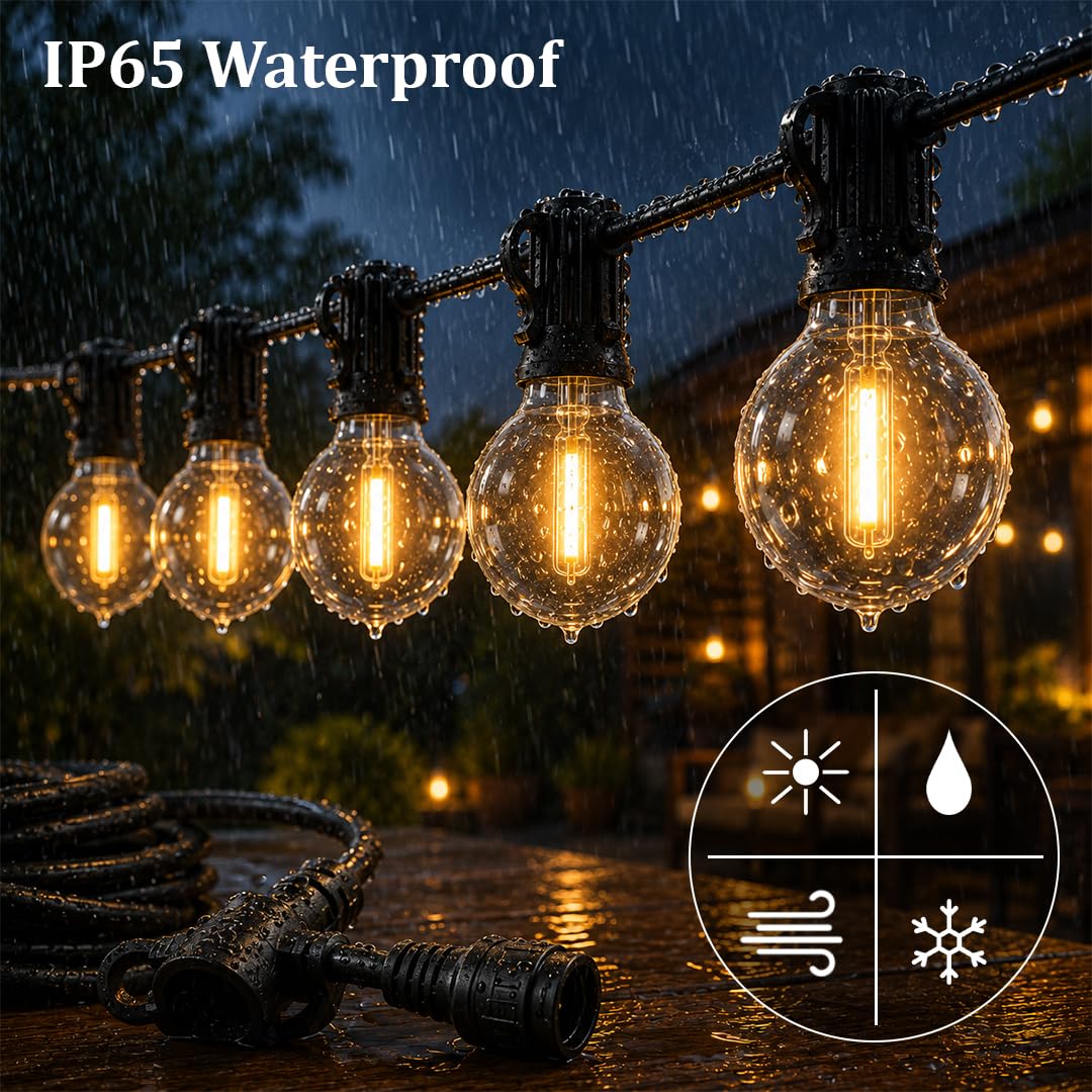 fizzytech Outdoor String Lights G40 LED Globe, 8 Meter (25 Feet) Warm White Waterproof Bulb Lights for Backyard, Terrace, Cafe, Garden, Balcony, Party & Diwali Decor - 25 LED 2