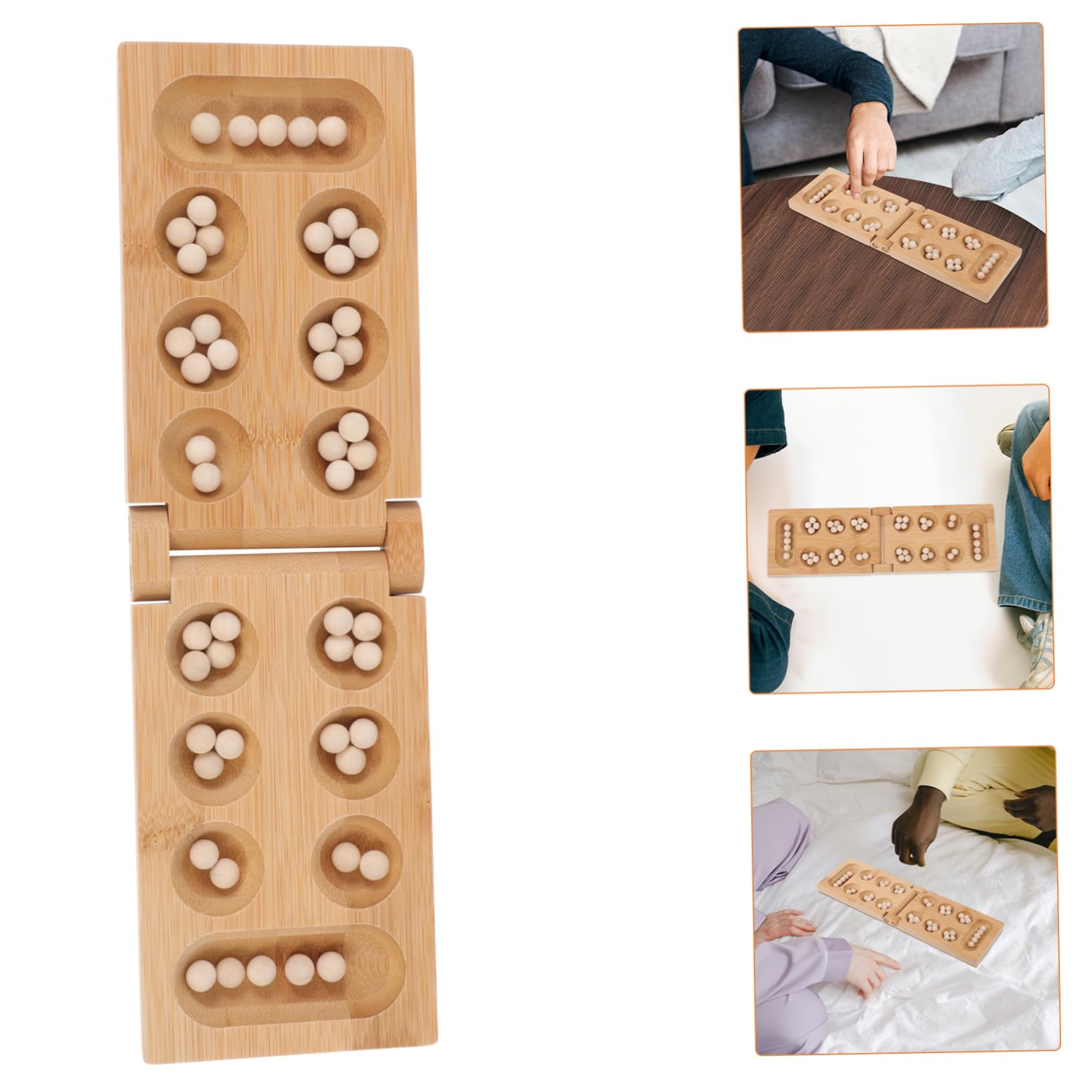 Gioco di Società Mancala Pieghevole in Bambù per Ragazzo Ragazza | Design Leggero, Colore Khaki, per Feste, Scacchi Creativi e Puzzle Strategico
