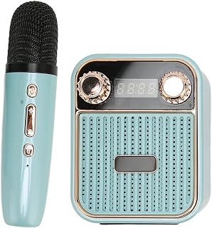 Portable Bluetooth Speaker, 360 Degree Stereo Surround Sound Long Battery Life 3 Modes Mini Karaoke Machine Stylish FM Radio with Microphone for Kids Gifts (Blue)