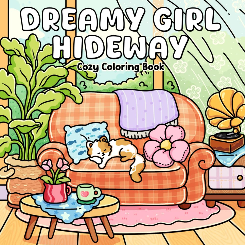 Dreamy Girl Hideway: A Cozy Coloring Book for Adults and Teens with Simple Designs and Charming Illustrations for Relaxation and Stress Relief