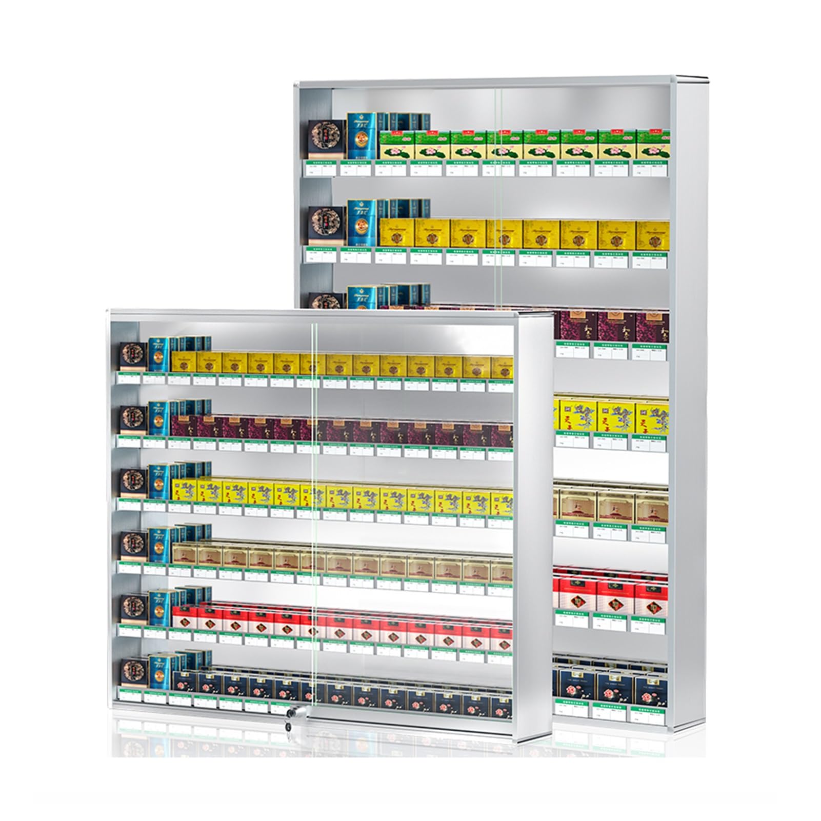 Metal Cigarette Holders Cigarette Cases & Dispensers Store Display Shelves Cigar, Blunt Wraps Or Candy Display Case Point Of Sale Counter Rack (Color : Silver, Size : 74.5x28.8x105cm)