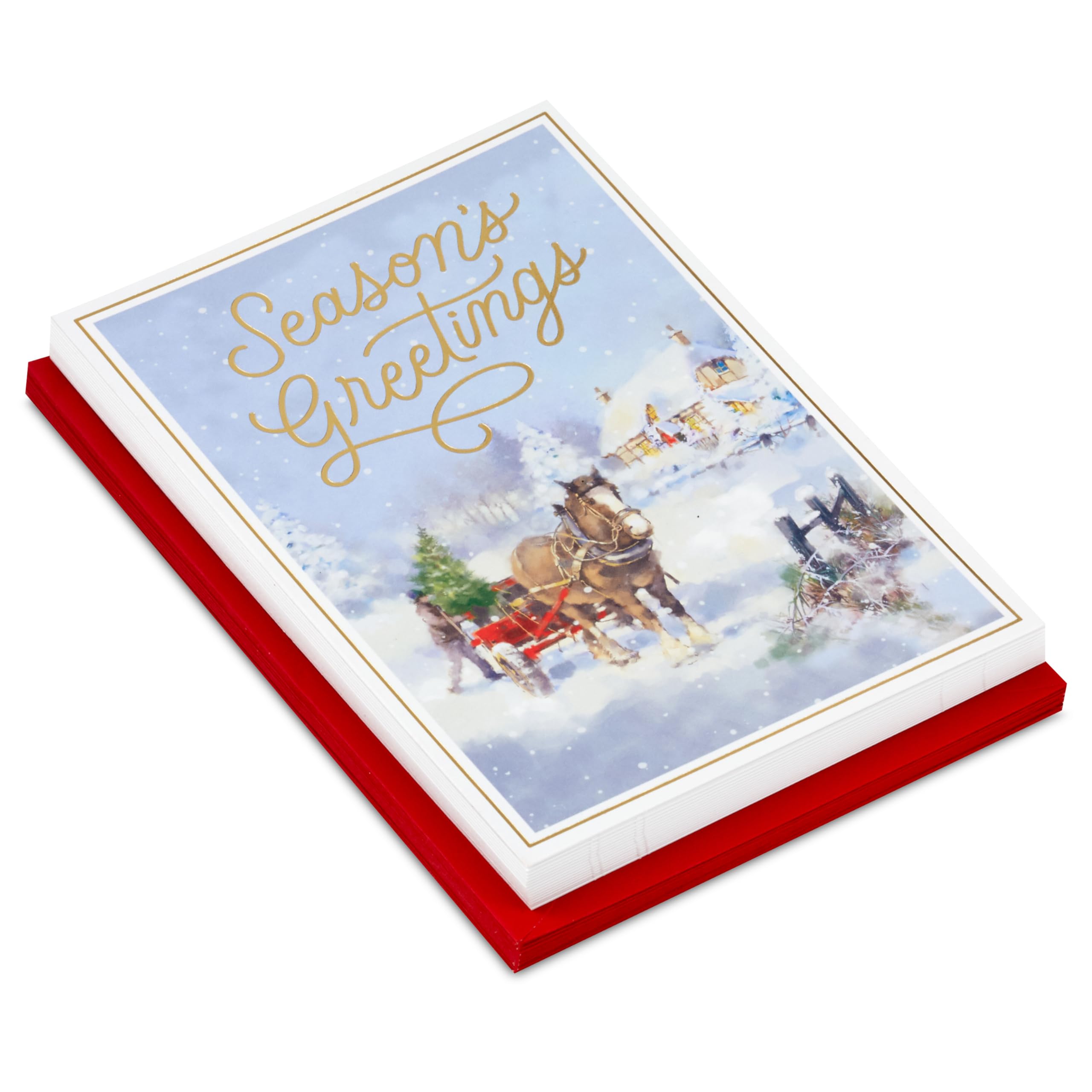 Hallmark Boxed Christmas Cards, Season's Greetings (16 Cards and 16 Envelopes) Horse and Sleigh