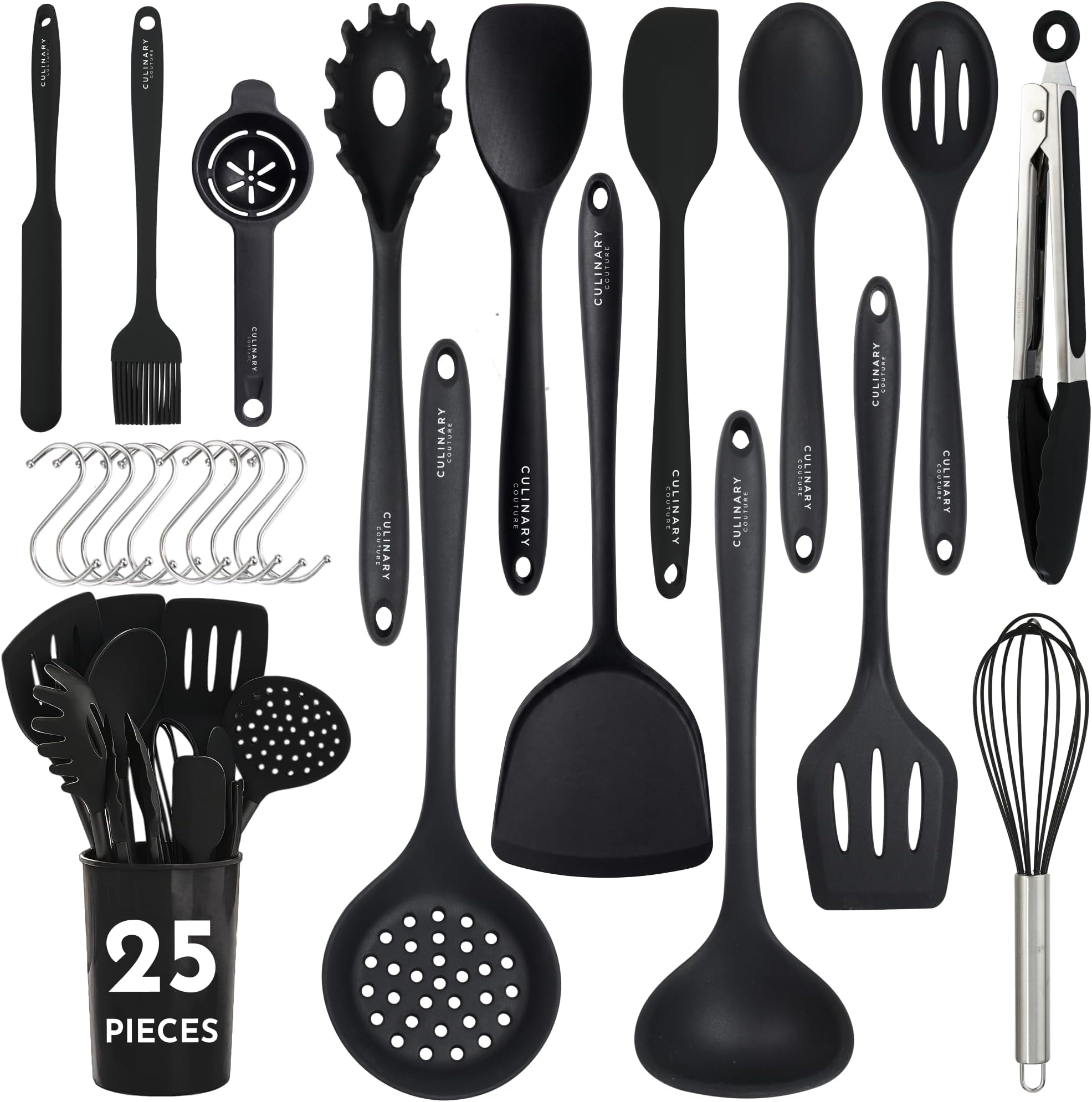 25 PCs Silicone Cooking Utensils Set - Non-Stick Silicone Kitchen Utensils