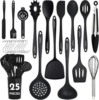 25 PCs Silicone Cooking Utensils Set - Non-Stick Silicone Kitchen Utensils