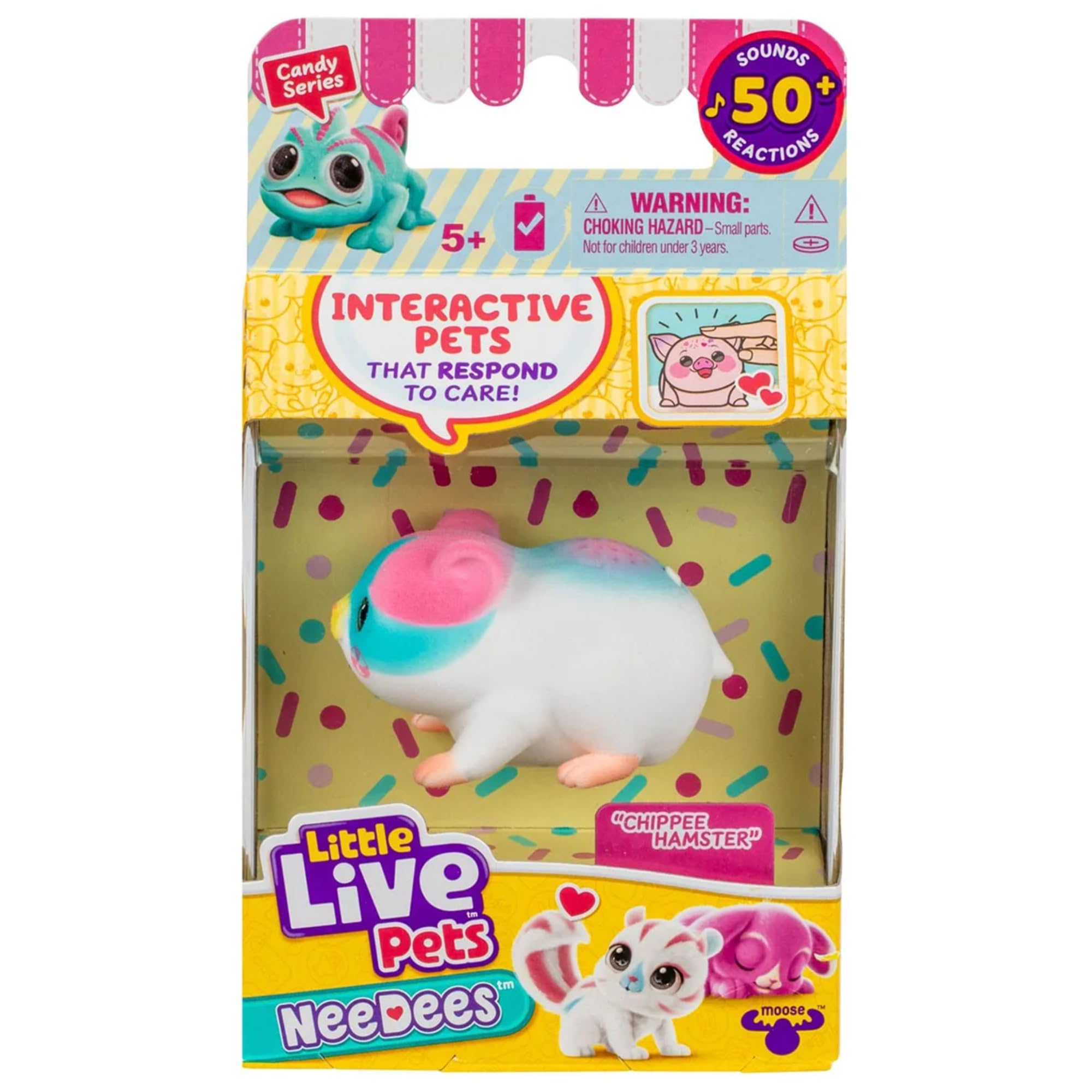 Little Live Pets NeeDees with 50+ Sounds & Reactions - (Candy Series - Chippee Hamster)