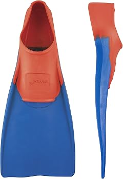FINIS Long Floating Swim Fins - Adult Training Fins - Improves Kick Technique & Body Position - Red/Blue - M
