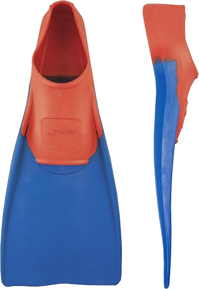 FINIS Long Floating Swim Fins - Adult Training Fins - Improves Kick Technique & Body Position - Red/Blue - M