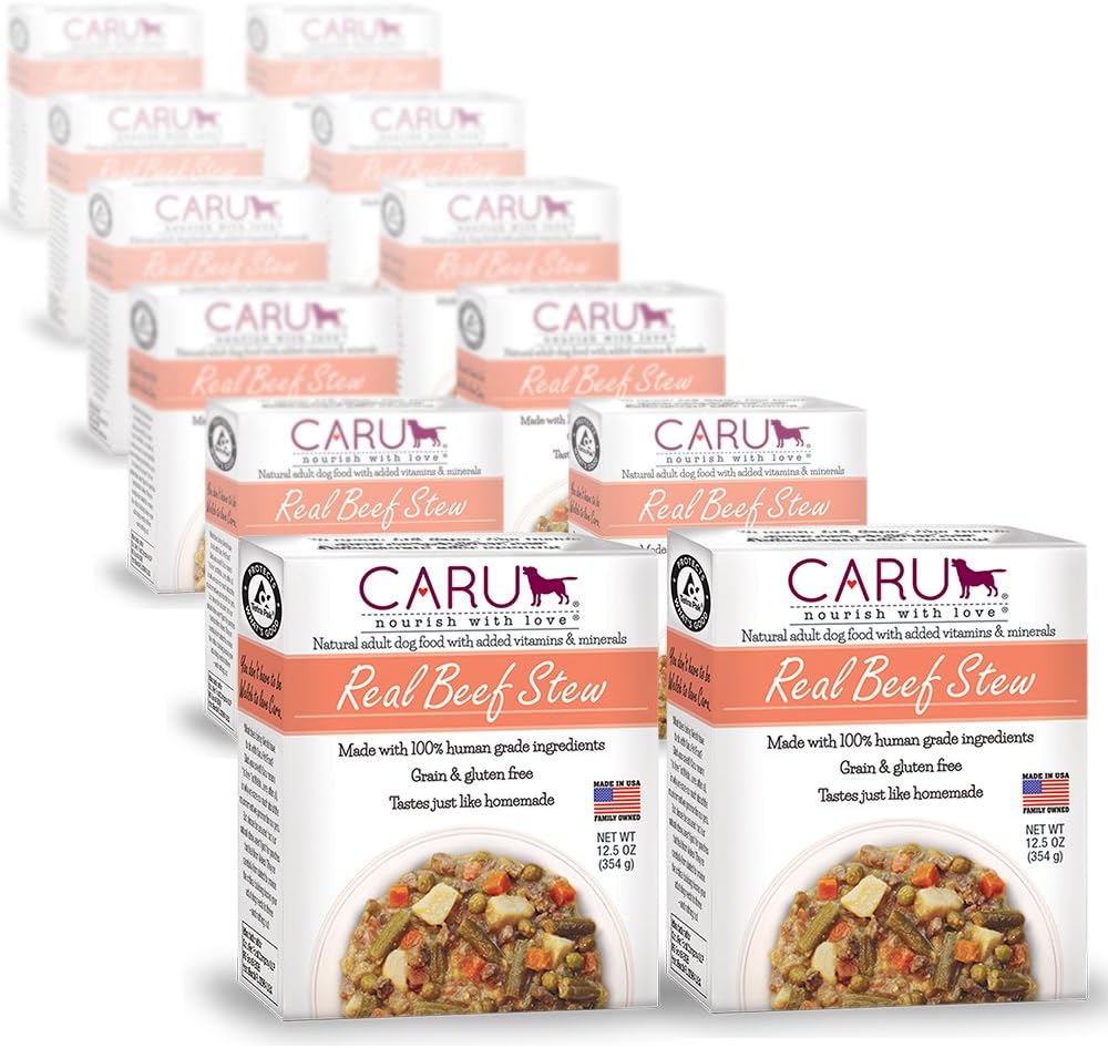 Caru Real Beef Stew For Dogs, Natural Adult Wet Dog Food With Added Vitamins And Minerals, Free From Grain, Wheat And Gluten (Pack Of 12)