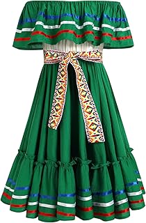 Mexican Dress for Girls Floral Embroidered Traditional Mexican Folklorico Dress Toddler Cinco de Mayo Fiesta Party Dresses - Buy now