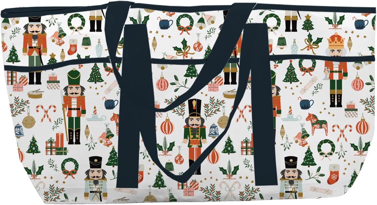 Mary Square Christmas Patterned Non-Woven Laminate Open Tote Bag for