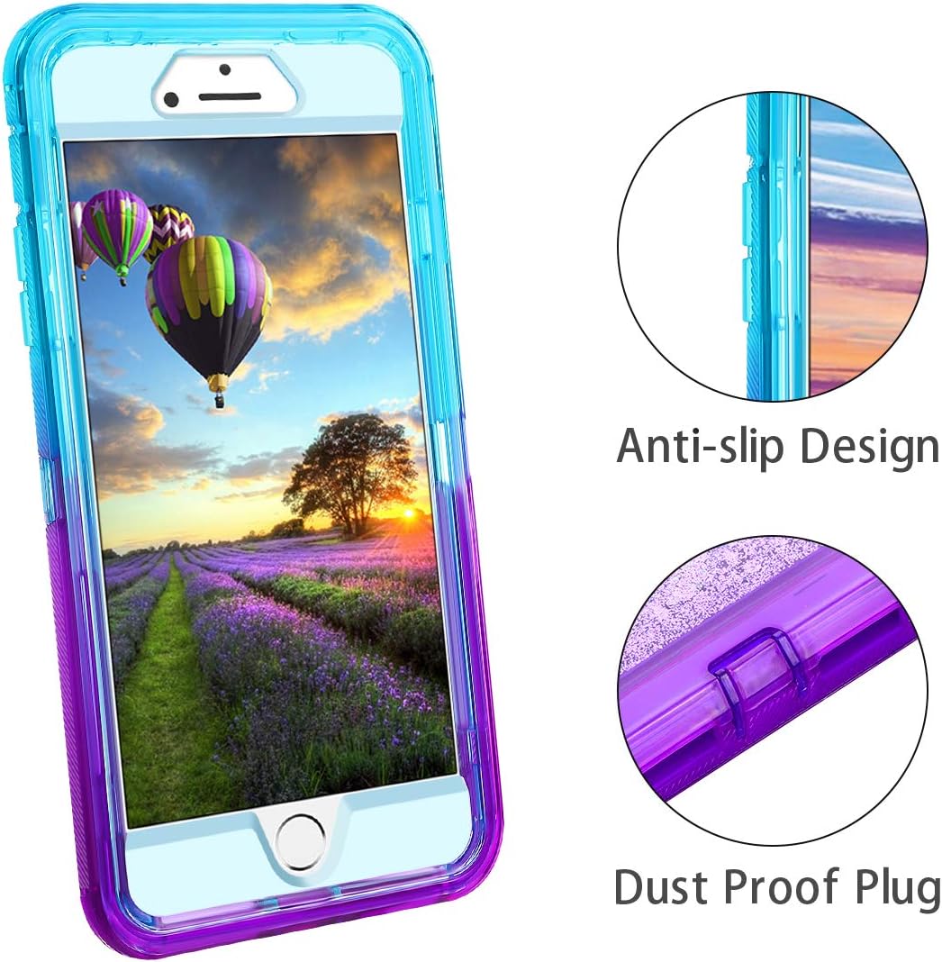 Coolden Case for iPhone 8 Plus Case Protective Glitter Case for Women Girls Cute Bling Sparkle 3D Quicksand Heavy Duty Hard Shell Shockproof TPU Case for iPhone 6s Plus 7 Plus 8 Plus, Aqua Purple