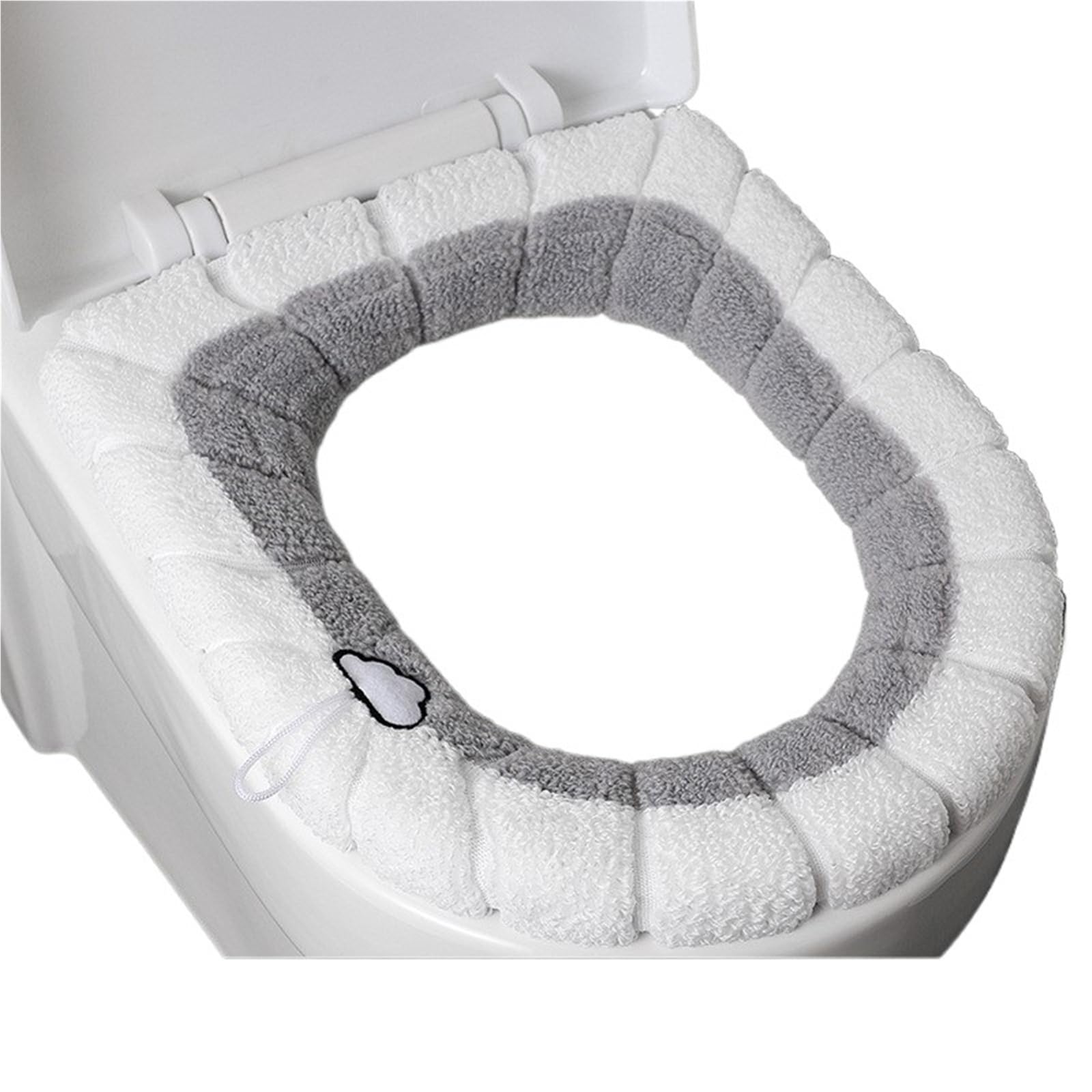 PADGCNOR Soft Toilet Seat Cushion Thickened Plush O-Type Warm Toilet Cushion Universal Winter Seat Cover(Grey with handle)