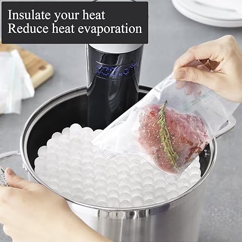 Miniatura 5 de Lawei 300 bolas de cocina Sous Vide, sin BPA, bolas aislantes de 0.787 in para Sous Vide, bolas pequeñas al vacío para cocinas, baño de agua, cocina