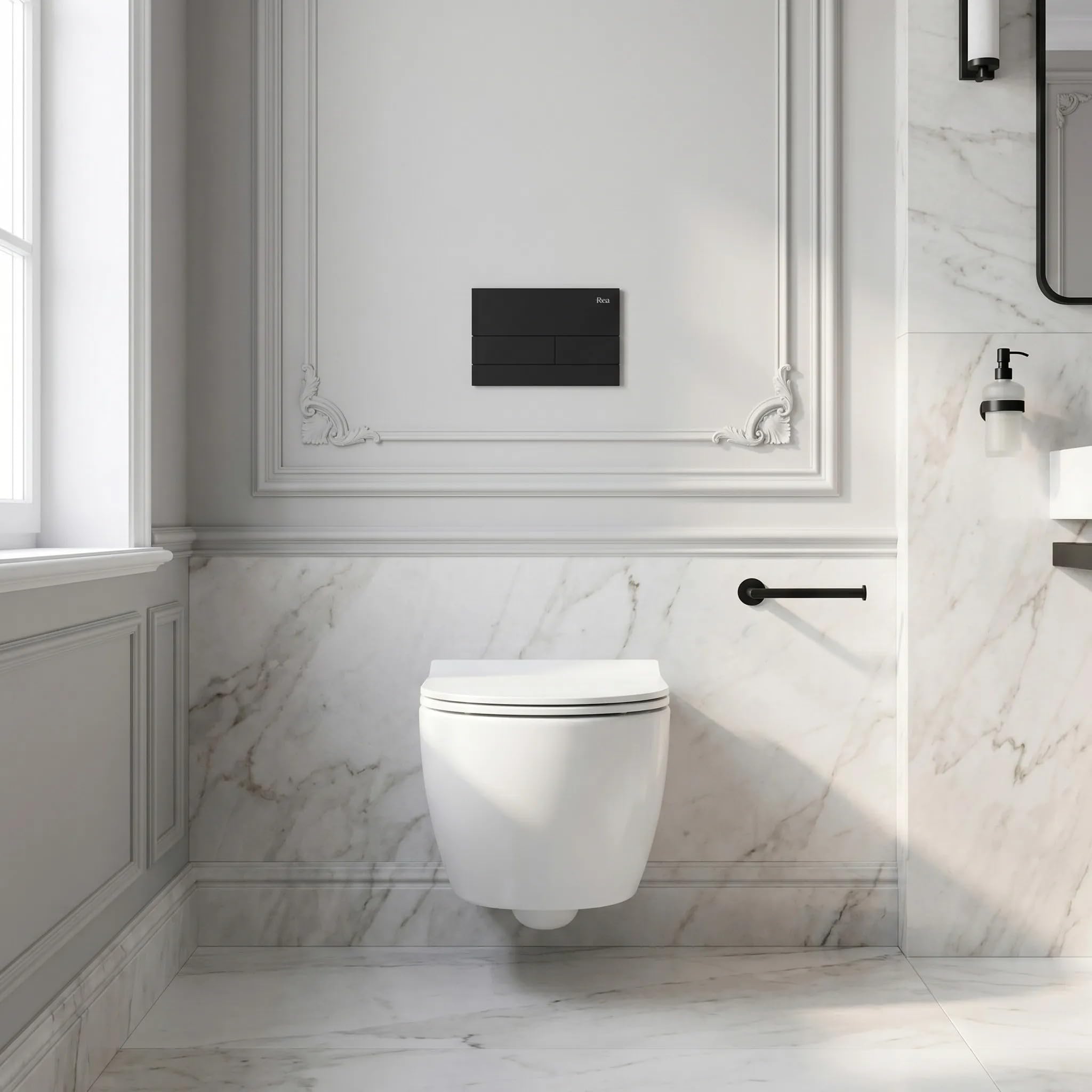Rea - Stelaż Zestaw Podtynkowy Slim 024n Do Mis Wc Z Przyciskiem T Czarny Mat - 22x35,2x106,2 cm
