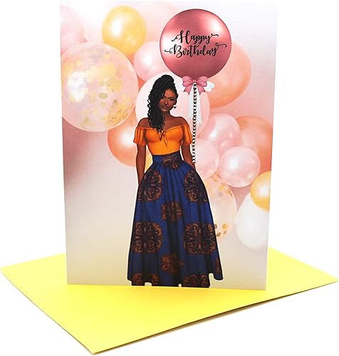 Miniatura 10 de Tarjetas de cumpleaños afroamericanas con brillantes negro y amarillo