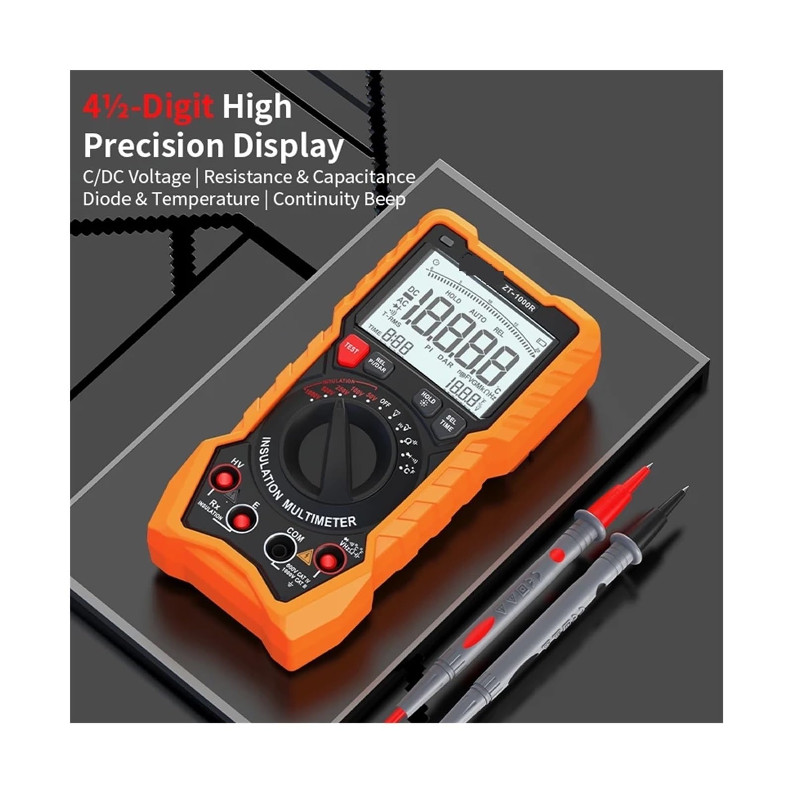 Probador Megger Comprobador digital de resistencia aislamiento ZT-1000R, megóhmetro electrónico, multímetro alta precisión 1000 V