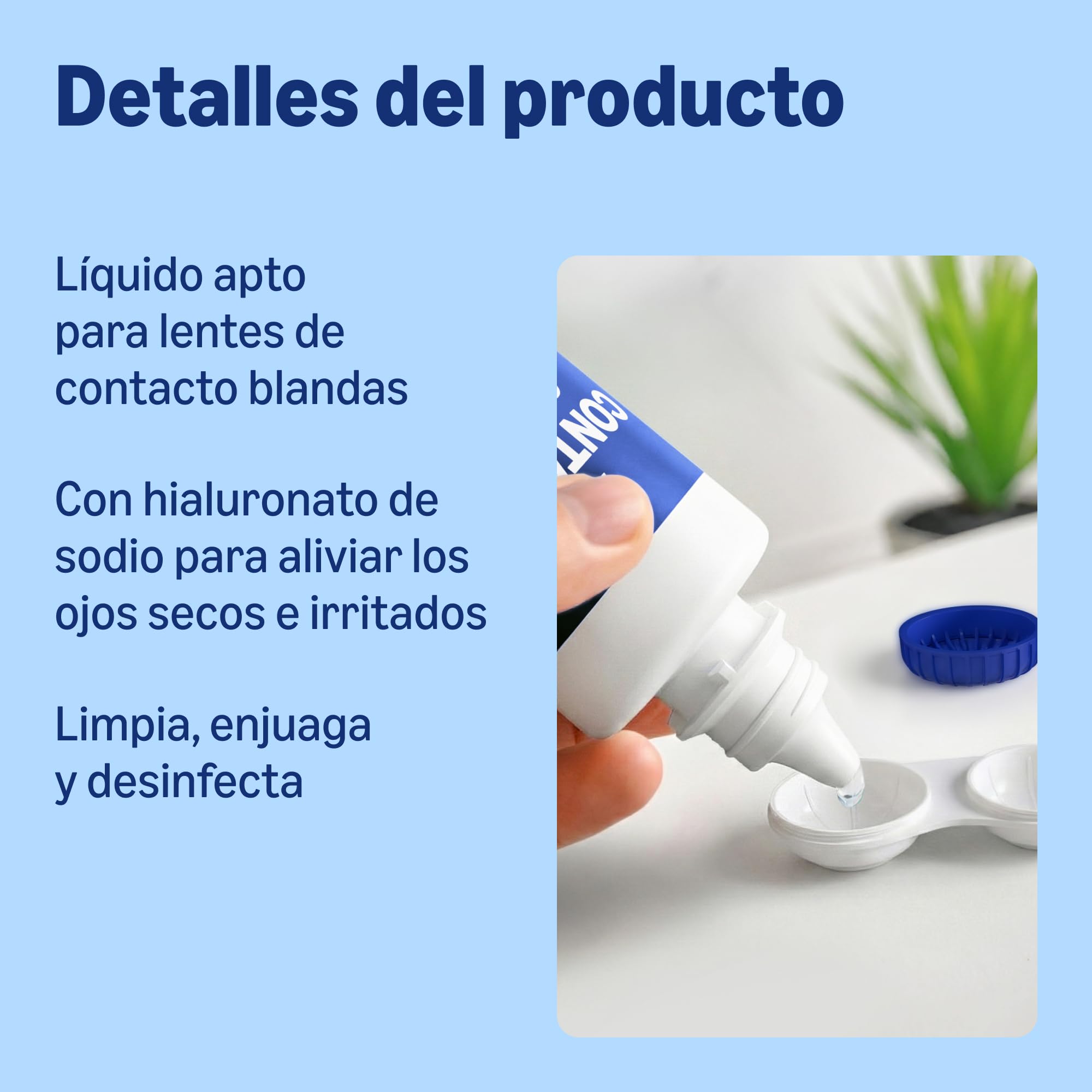 Healthcare by Amazon Solución única con hialuronato sódico para lentes de contacto blandas, 3 x 360ml, (anteriormente Amazon Basic Care, el embalaje puede variar)
