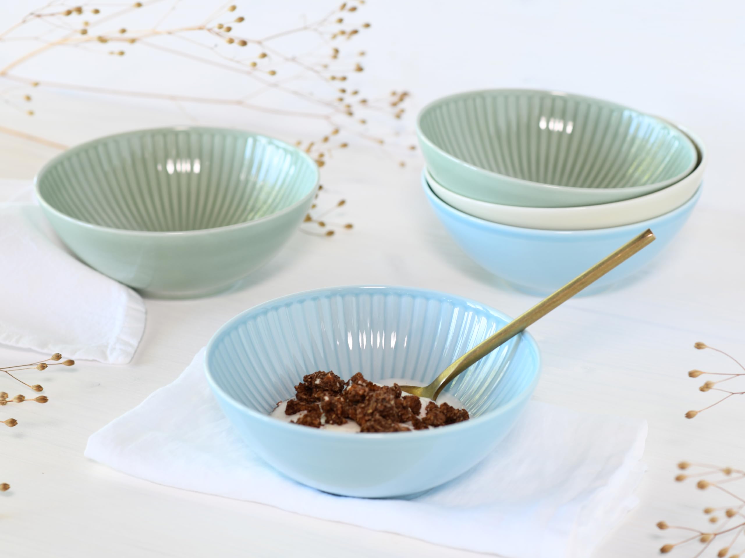 CreaTable, 24037, Serie Valencia Pastell, 6-teiliges Geschirrset für 6 Personen aus Porzelan Schalen Set aus Porzellan, spülmaschinen- und mikrowellengeeignet, Made in Europe