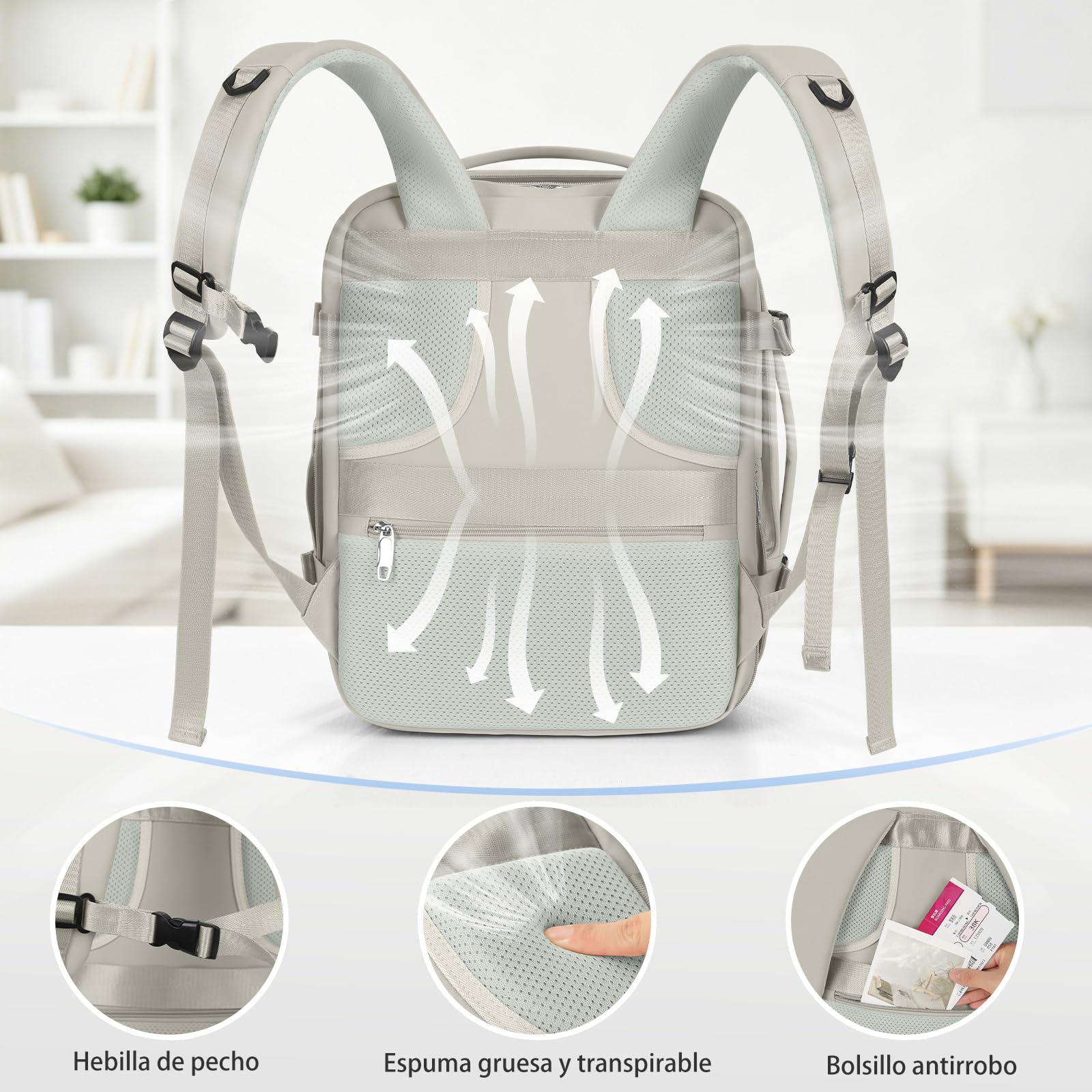 Mochila 40x30x20 Expandible 40x30x25 para Ryanair,Vueling, Wizz Air, Mochila Viaje Cabina Avión Mujer y Hombre, Equipaje de Mano con Compartimento Portátil 15.6", Mochila Antirrobo