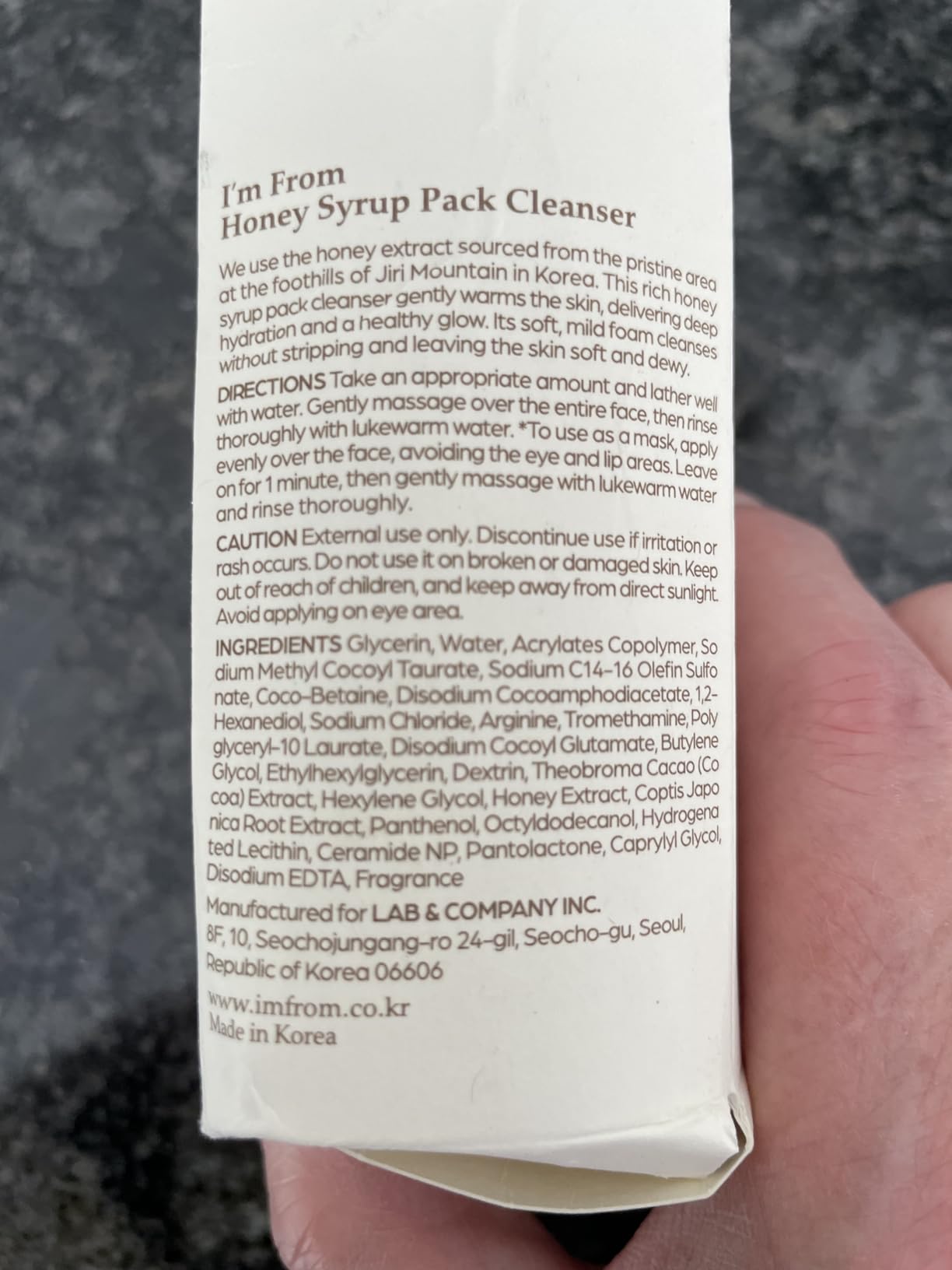 I'm from Honey Syrup Pack Cleanser, Mask-to-Foam Hydrating Cleanser with Honey, Glass & Dewy Glow, Moisture-Rich Facial Cleanser, Korean Skin Care 4.06fl.oz