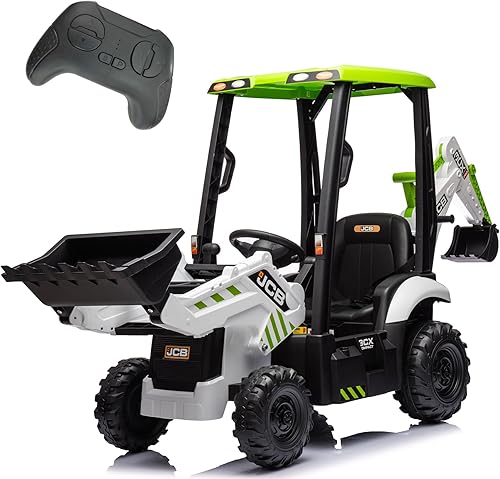 Miniatura 9 de NEECHIPRO Tractor de 24 V 3 en 1, excavadora y excavadora para niños, vehículo eléctrico JCB con licencia con control remoto, pala de carga frontal,
