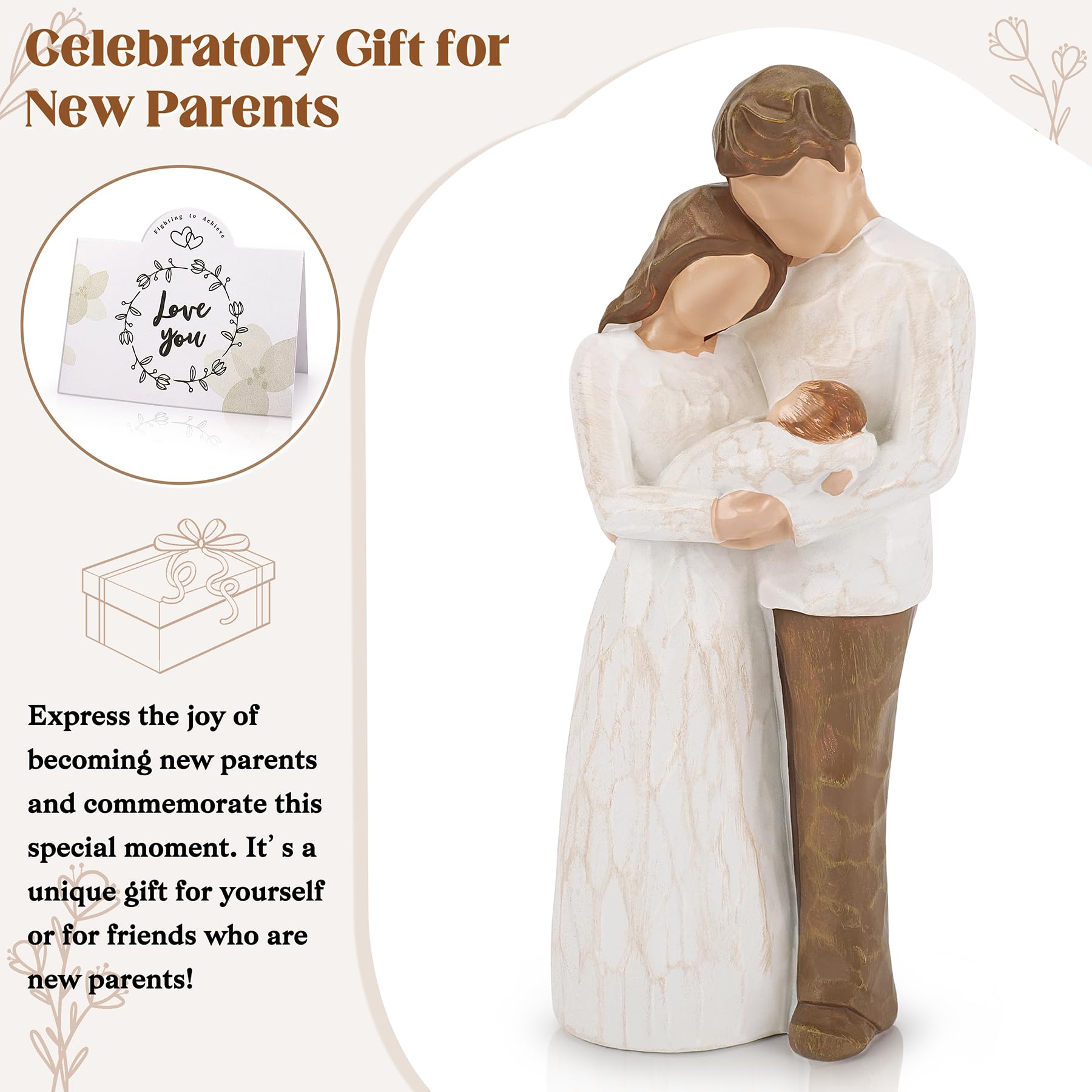 New Parents Gifts for Couples,New Mom Gifts for Women,A Family of Three Figurines Hand-Painted,Gift for First Time Mom and Dad,Parents and Baby Figurines,Moms Gift for Mother's Day