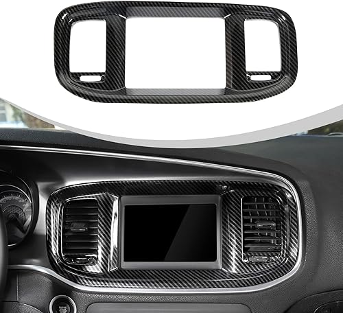Miniatura 7 de JWWY Consolas centrales de cargador, tablero de salpicadero, marco de pantalla de navegación de DVD, cubierta de instrumento para 2015-2024+Dodge