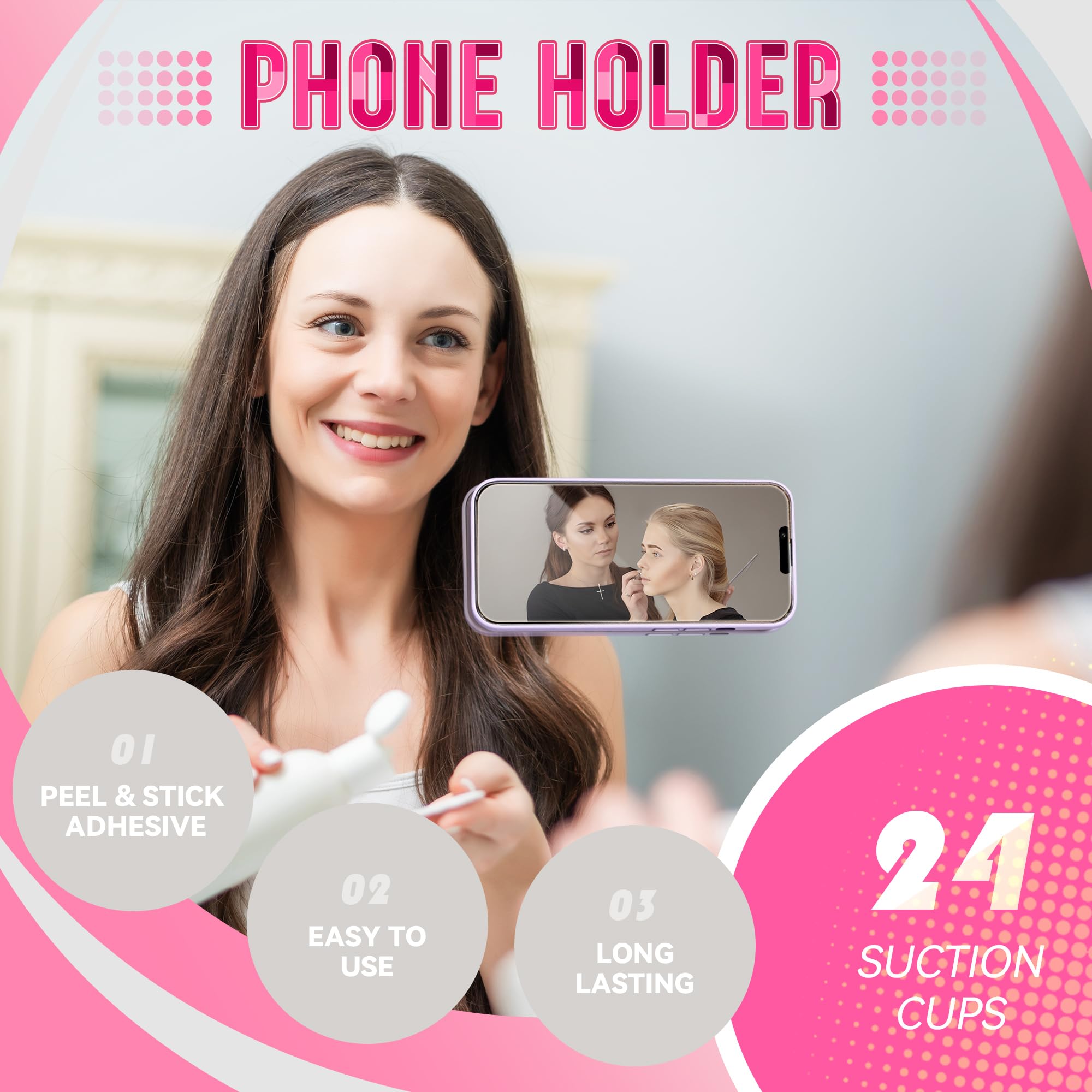 MAYNOS Silicone Case Suction Phone Case Mount (Light Pink) 4