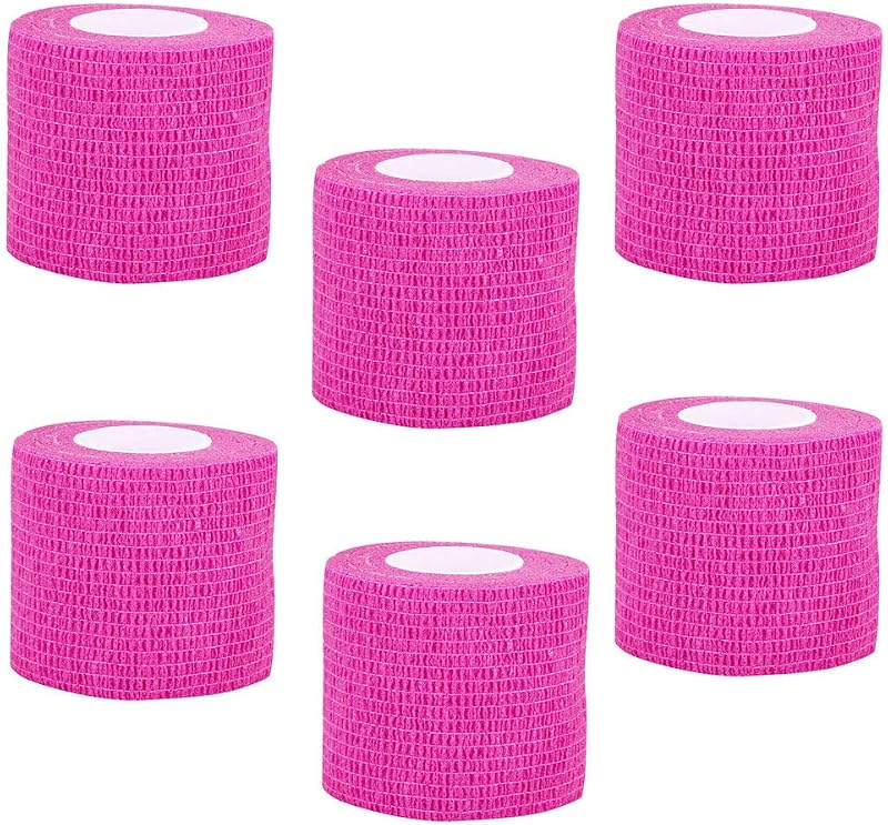 Capa envoltória para grip de máquina de tatuagem VideoPUP, 6 unidades, tecido elástico autoadesivo descartável, rosa-fósforo