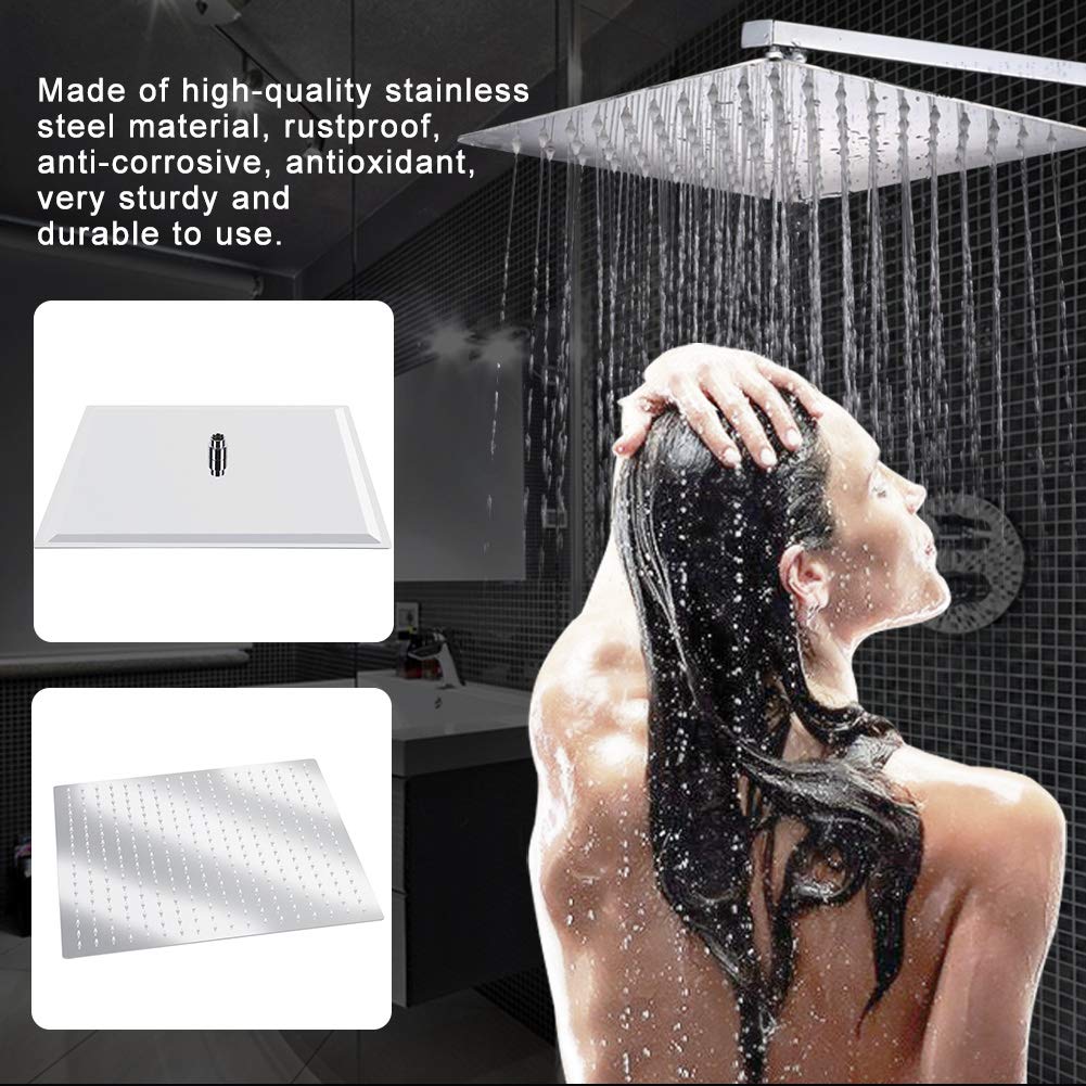 Soffione Doccia Quadrato, 50x50cm Soffione Doccia a Pioggia, Docce Fisso Quadrato, Testa Doccia Piazza ad Alta Pressione in Acciaio Inox con Filettatura G1/2 per Bagno