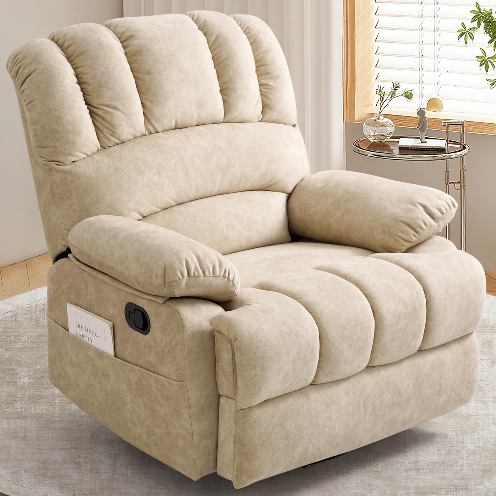 40" Oversized Swivel Rocker Recliner Chair for Big and Tall,Manual Glider Lazy Rocking Chairs for Living Room,Extra Wide Seat,High Back,Large Footrest