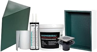 Tile Shower System Accessory Pack #2 | Includes: 10" x 20" Shower Seat, 11" x 14" Shower Niche, ShowerSeal® Seamless Liquid Waterproofing (roll on application), and Tile Shower Drain