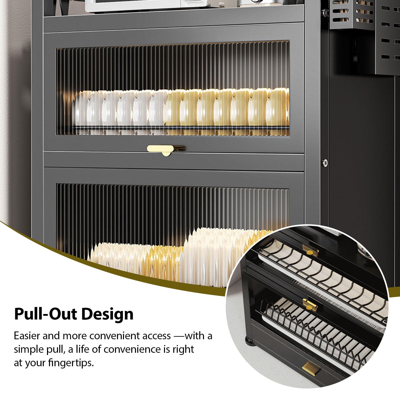 Organizador de fregadero de cocina con puerta abatible, estante de almacenamiento de 2 niveles, estante ajustable para platos, vasos, cuencos y cubiertos, organizador de cocina multifuncional