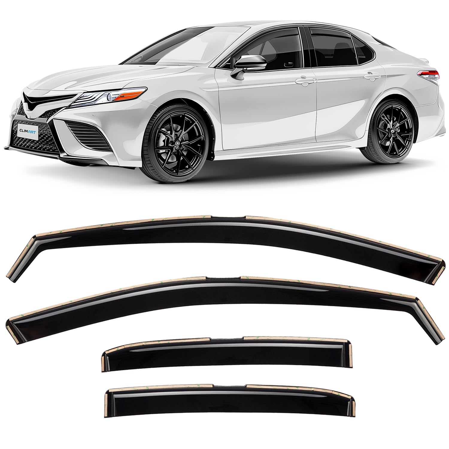CLIM ART in-Channel Incredibly Durable Rain Guards Compatible with Toyota Camry 2018-2024, Original Window Deflectors, Vent Window Visors, Vent Deflector, 4 pcs. - 618111